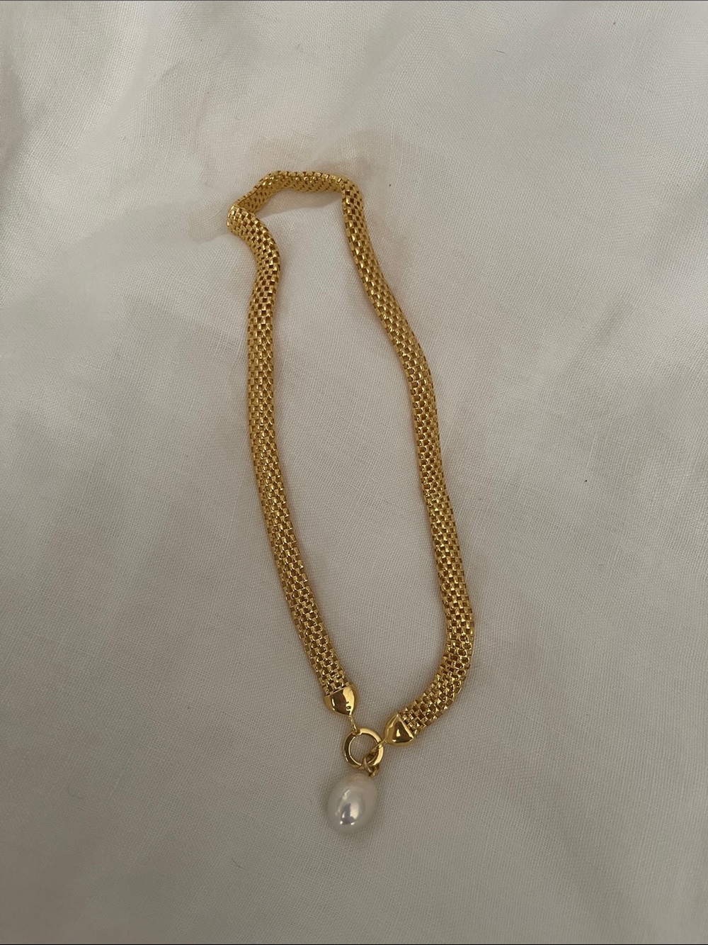 Monica Vinader Baroque Pearl Heirloom Chain Necklace 18k Gold Vermeil- New - Picture 3 of 3